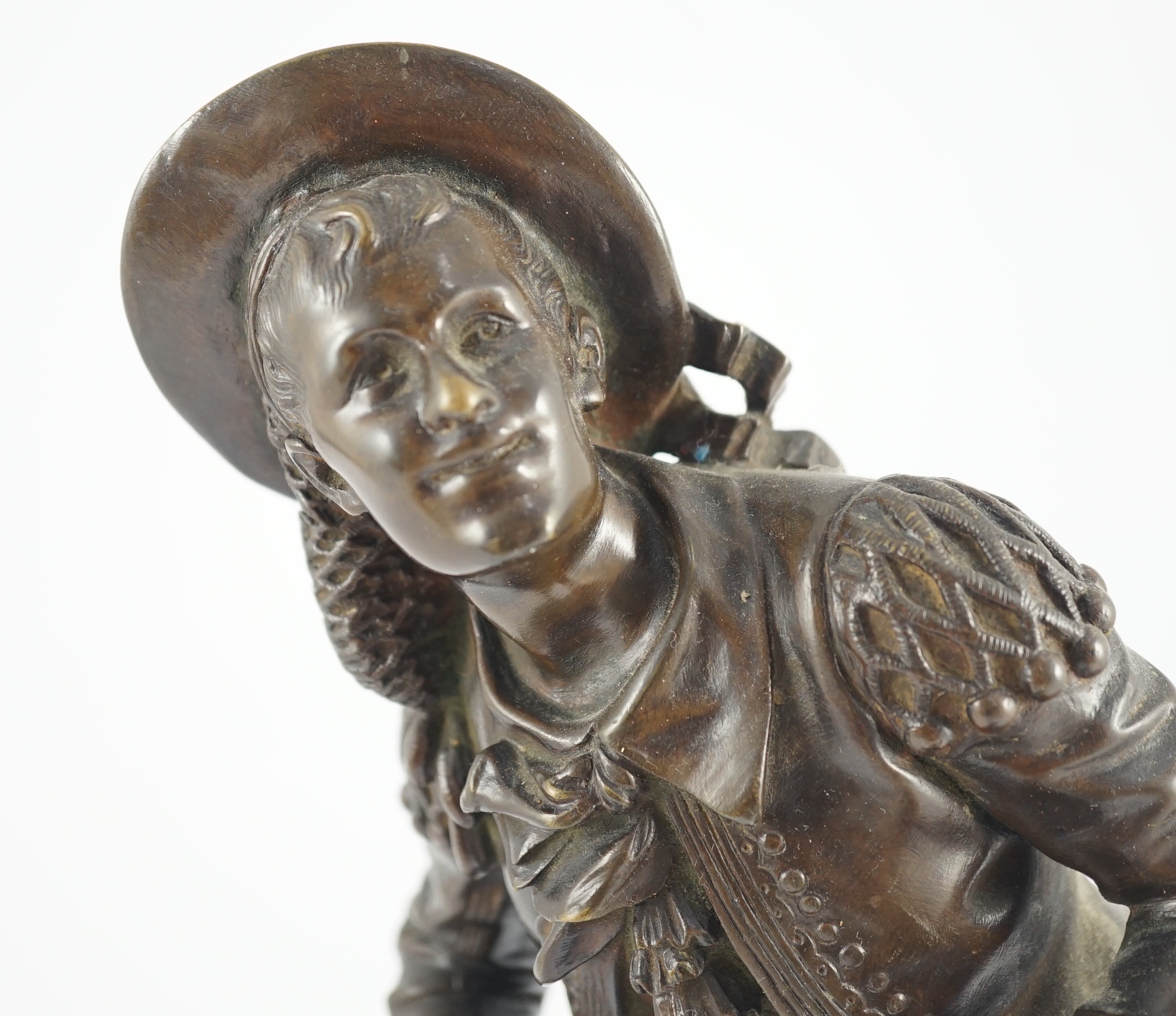 Eutrope Bouret (French, 1833-1906). A bronze figure of 'Figaro', 36cm high